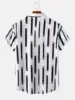 2024 New Hawaiian Men's Shirt Summer Short Sleeve Printed Thin Beach Striped Casual 2
