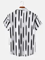 2024 New Hawaiian Men's Shirt Summer Short Sleeve Printed Thin Beach Striped Casual 2