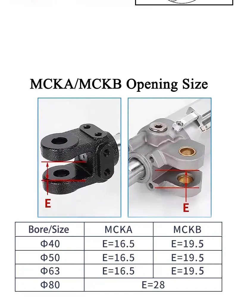 AirTAC MCK Series Stainless Steel Dust Ring Welding Clamping Air Cylinder MCKA/MCKB40/50/63/MCK80 Stroke 50 75 100 125 150mm-S-Y