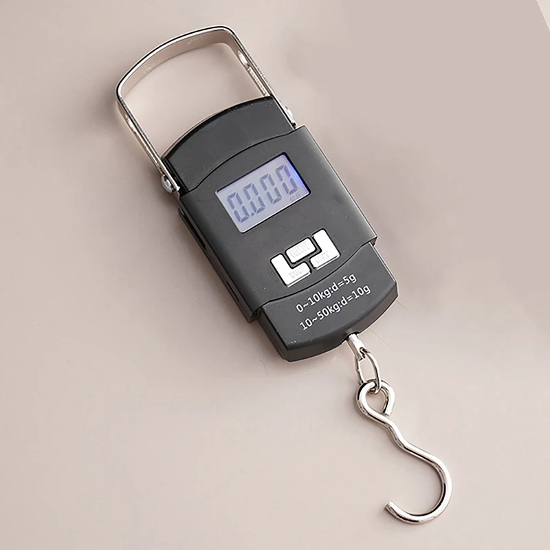 1PC Black 50kg Portable Electronic Portable Luggage Scale LCD Digital Display Screen Express Delivery Scale Hook Mini