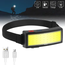 

SecurityIng Headlamp COB LED 3 Modes Portable Mini Headlight Built-in Battery Flashlight USB Rechargeable Torch Lantern Camping