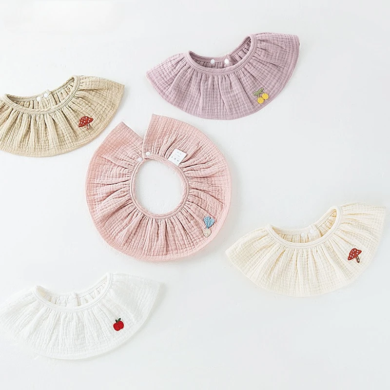 5pcs  턱받이 소녀 면 침 타월  거즈 여름 얇은 수유 턱받이 조절 가능한 소녀 스카프 트림 천  용품