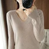 New Cashmere Women's V-neck Pullover Lace Neck Hollow Out Design Casual Knitted Long Sleeve Women's Sweater Autumn And Winter 2