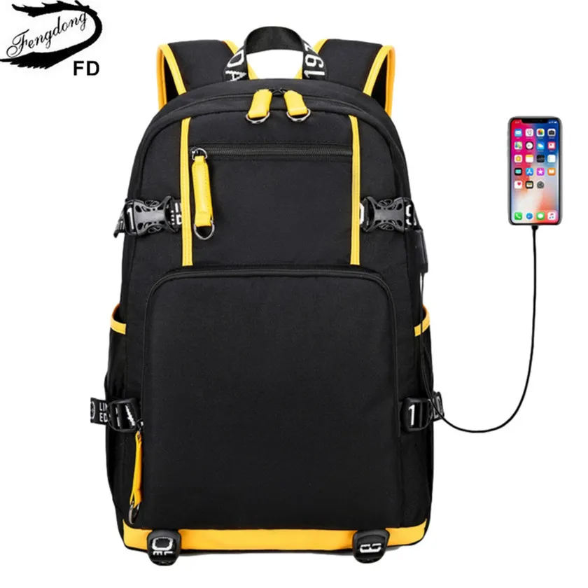 FENGDONG 17.3 Inch Laptop Backpack – Waterproof Travel Bookbag With USB Port & Headphone Jack