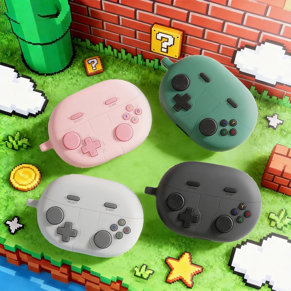 3D Cartoon Game Console Earphone Case with Hook - Protective Soft Cover