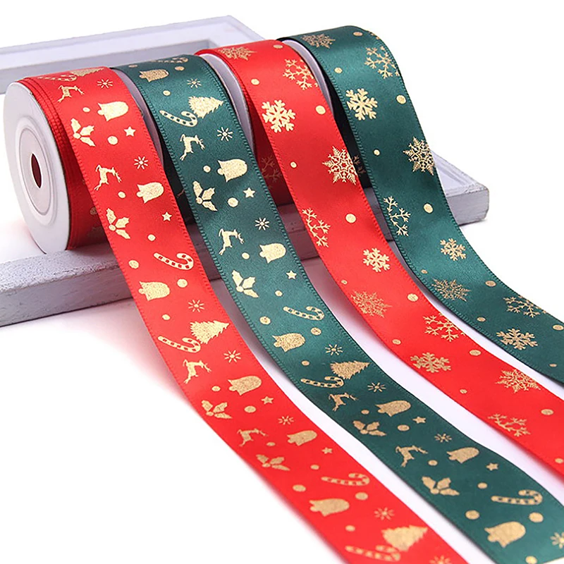 

10 Yards Christmas Ribbon Printed Christmas Polyester Ribbon For Handmade Design Christmas Decoration DIY Gift Packing