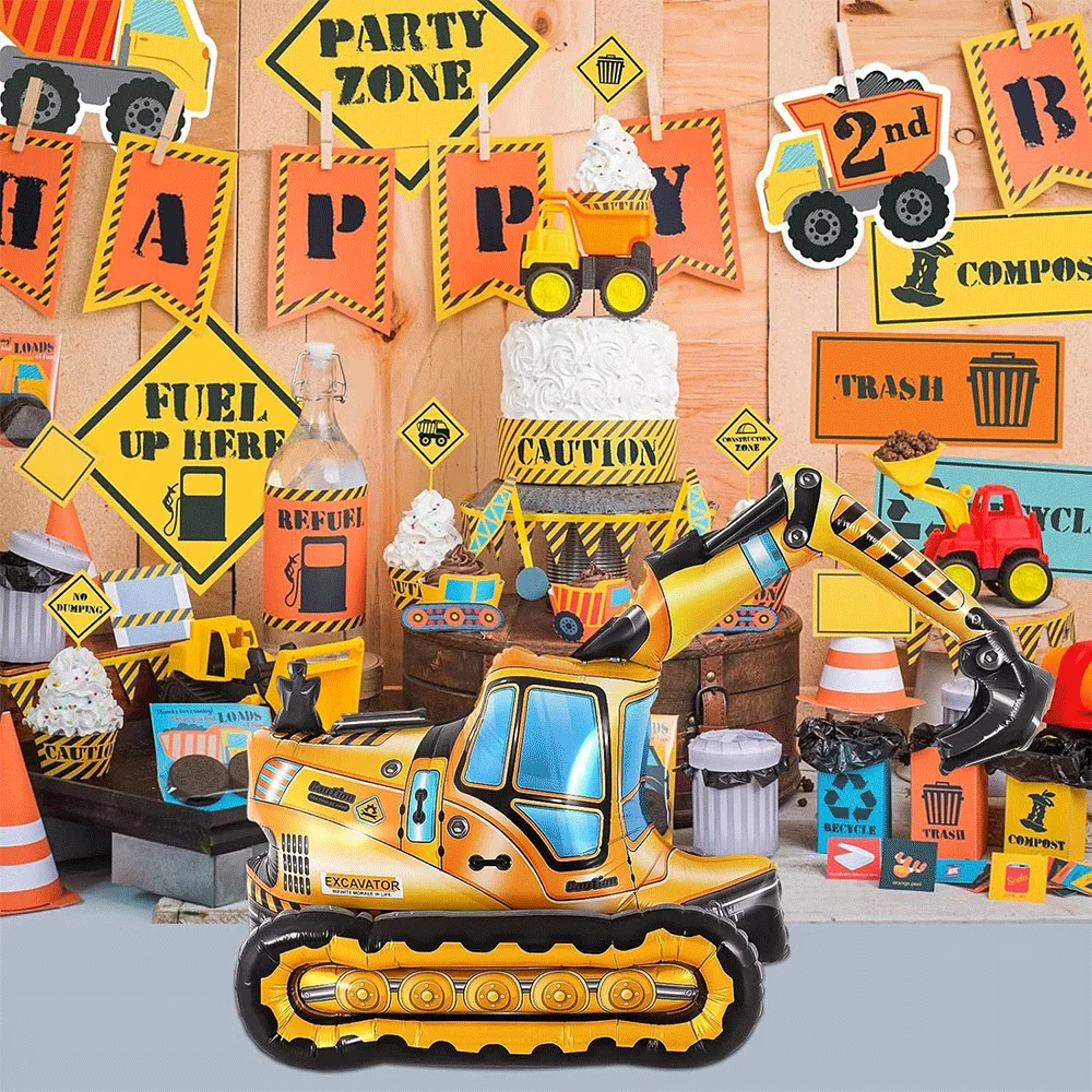 Construction Dump Truck Birthday Decor Set – Banner & Hanging Swirls For Boys' Party - View #6