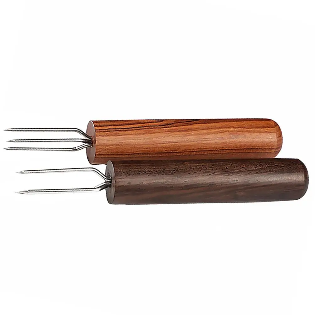 2 Pcs Moxibustion Fork Wood Handle Three Cone Prong Moxa Roll Extender Moxibustion Extension Needle Massage Tools Accessories