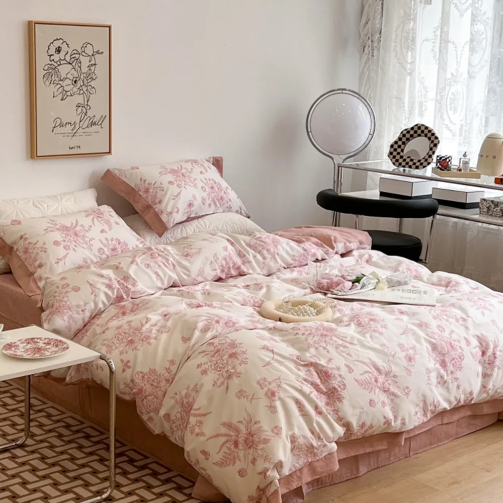 Copripiumino Floreale Rosa In Cotone 100% LifeTB – Stile Country Chic Con Volant E Pizzo - 2