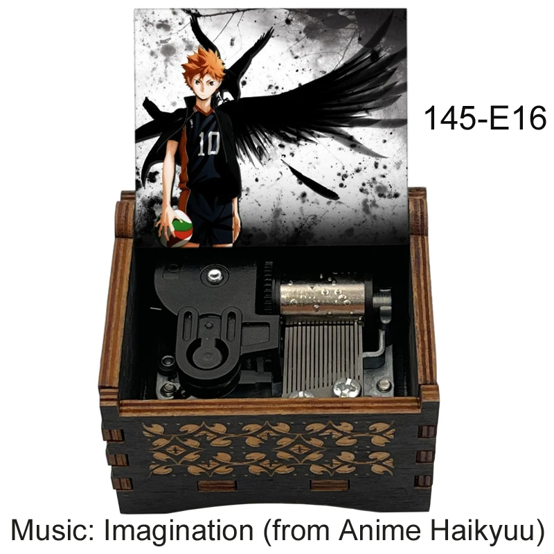 Anime Haikyuu Imagination Black Wood Music Box Team Lucky Mascot Gift New Year's Gift For Boy Room Decoration Ornaments 5