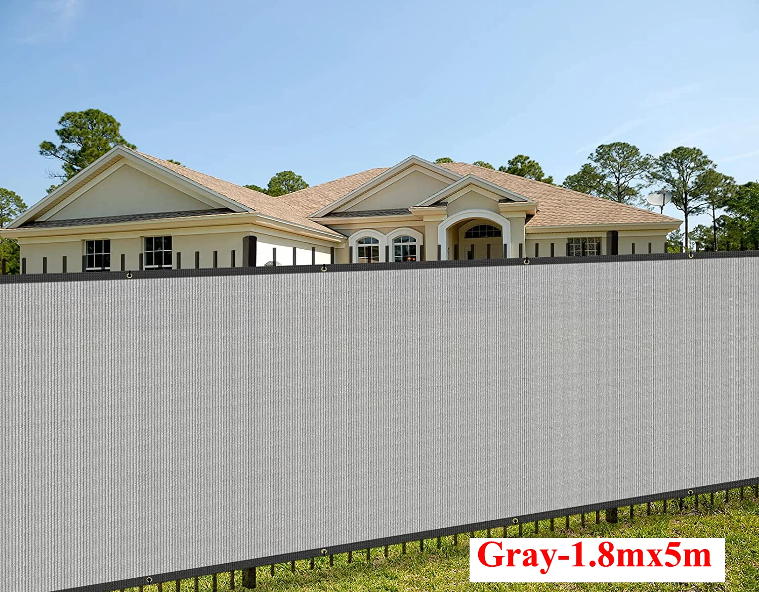 Enhanced Privacy Screen with Grommets & Bindings for Commercial and Residential Use - Grey