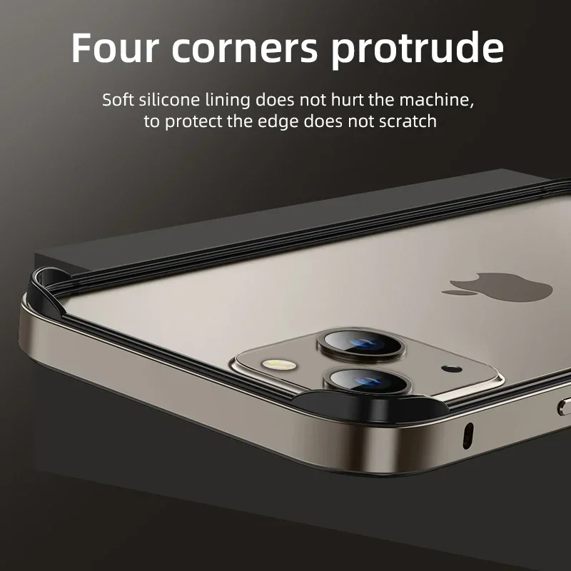 Enhanced Shockproof Metal Bumper Case with Silicone Frame and Alloy Design