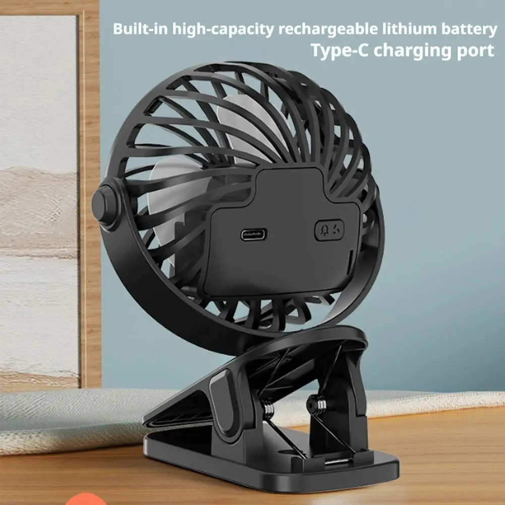 Portable Clip Fan with LED Light | USB Rechargeable Desk Fan Wall Mounted Dormitory Cooling Fan 3
