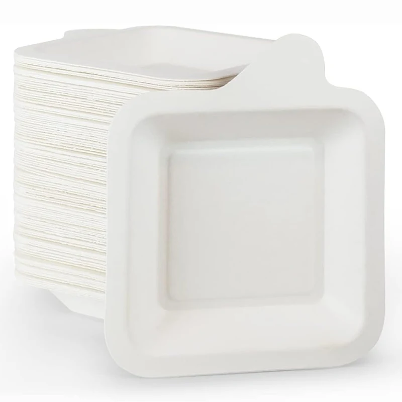 50/100Pcs 4 Inch Paper Plates, Biodegradable Disposable White Plates, Square Dessert Cake Party Snack Plates