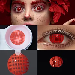 Vibrant Anime Cosplay Colored Contact Lenses - Half Yearly Disposable Soft Lens for Parties and Halloween Eye Makeup (RY97 RED)