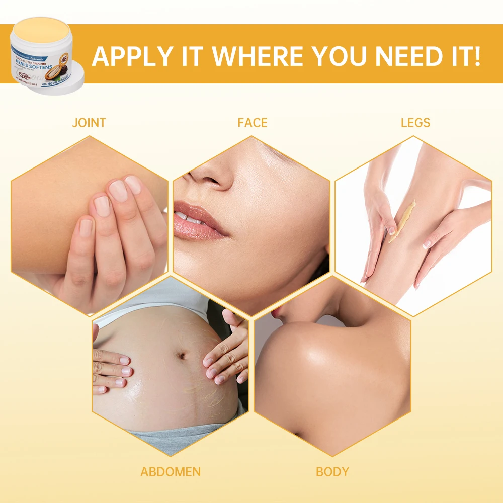 Lozione per il corpo in crema al burro di cacao Aiuta a calcare la pelle secca e ammorbidisce la vitamina E aiuta a migliorare la pelle Per l'uso del corpo e del viso 4