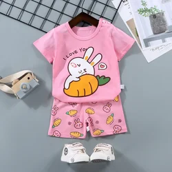 Set of 2 Kids' Summer Cotton T-Shirt and Shorts Outfits - 3T (Style 5)