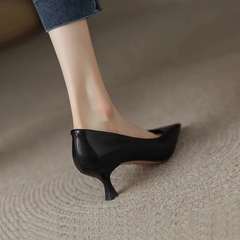 Office Lady Pumps on Sale 2023 Fashion Pointed Thin Heels Sping Autumn Women Shoes Solid Color Shallow Single Party Dress Shoes