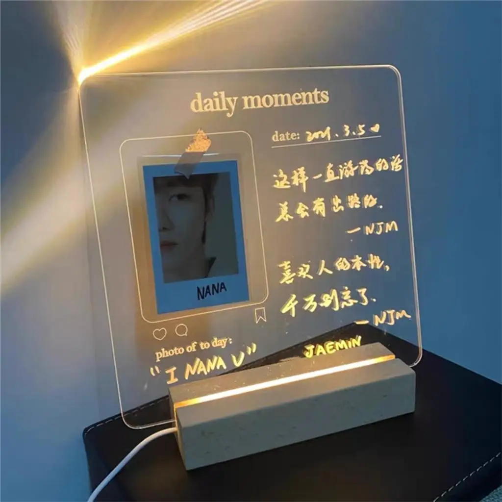 Transparent Acrylic Dry Message Board LED Light Writing Board