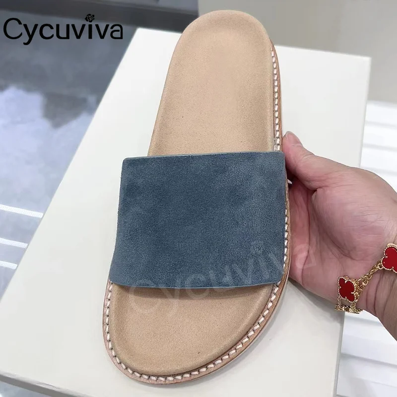 

Шлепанцы женские и мужские замшевые, Сланцы на платформе, плоская подошва, для отдыха или пляжа, Брендовые повседневные тапочки, лето