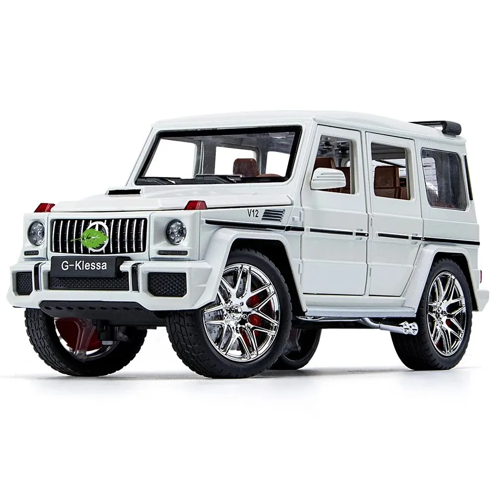 1:24 AMG G63 모델 자동차, 아연 합금 풀백 장난감 자동차, 소리와 빛이 나는 어린이 소년 소녀 선물