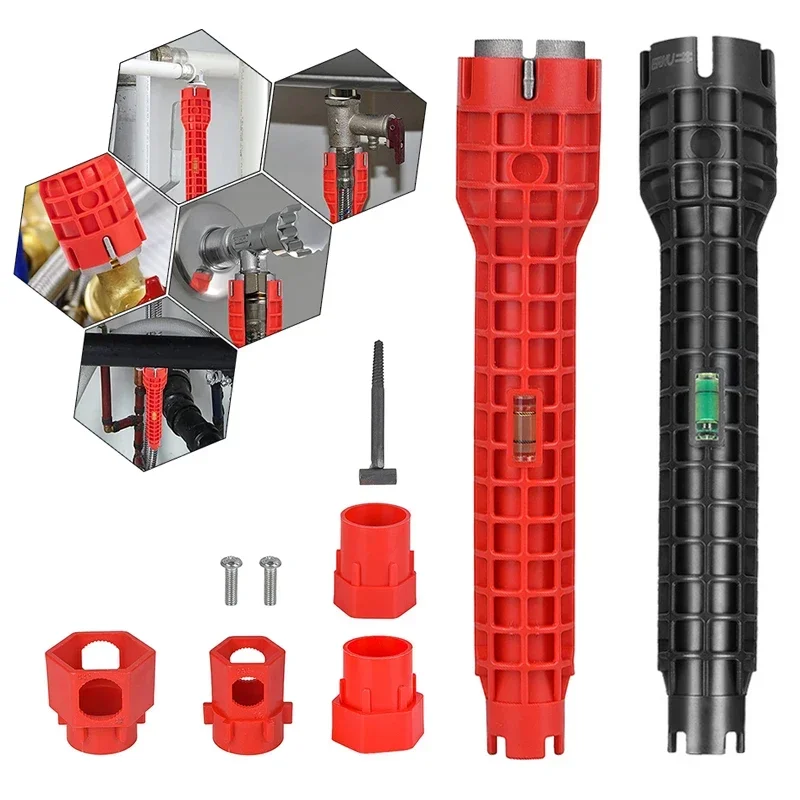14 In 1 Faucet Sink Wrench Pipe Wrenches Faucet Sink Installer Kit for Bathroom Kitchen Plumbing Repair Installation Hand Tools