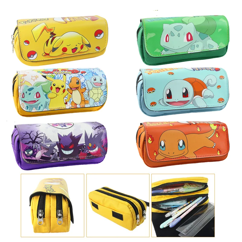 Pokemon Pikachu School Bag Students Cases Large Capacity Pencils
