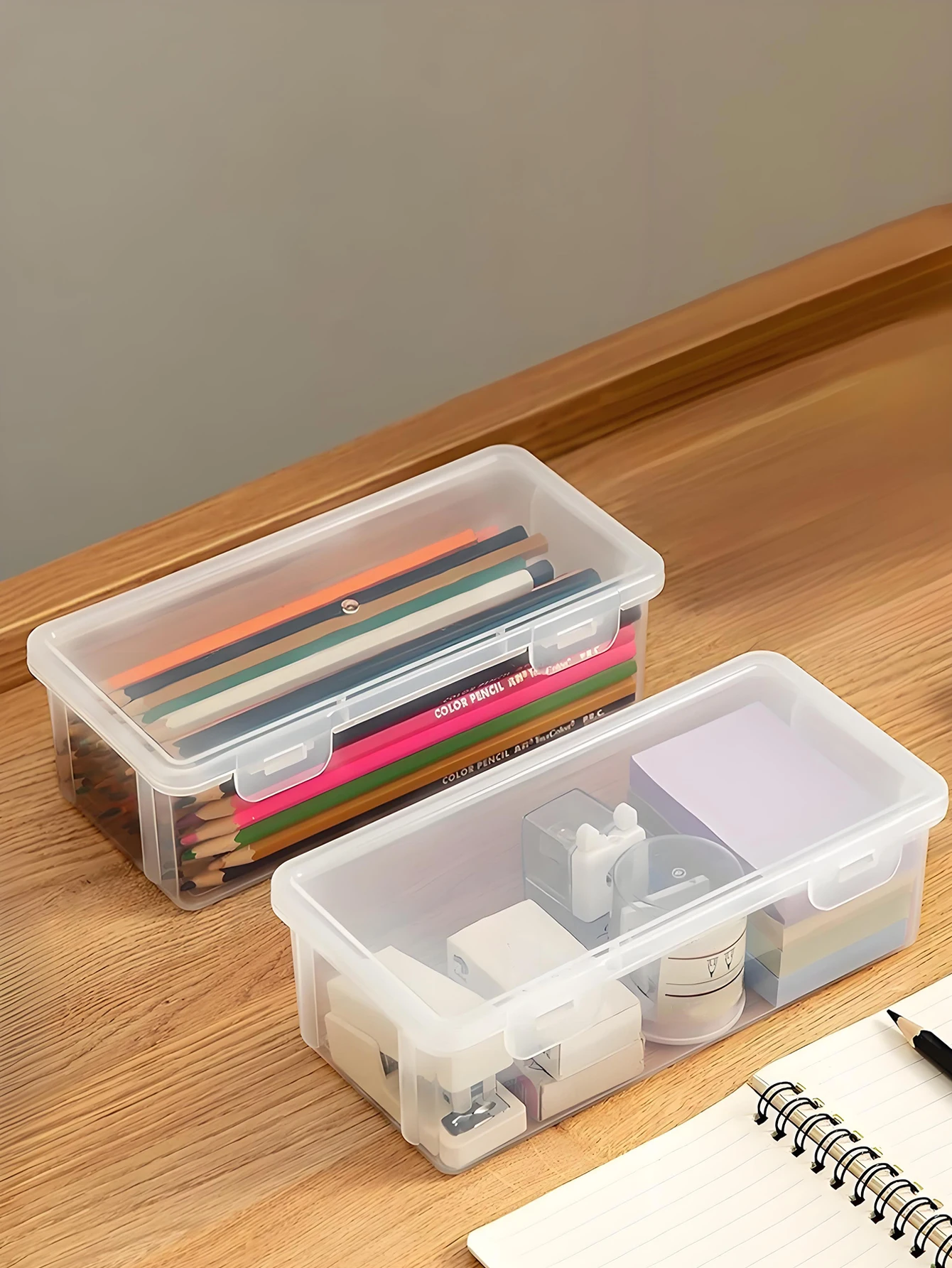 Transparent Pencil Organizer Box Large Capacity Desk Storage for Art Supplies Brushes Pens Markers Simple Tool Case 1/2/4Pack desktop storage box stationery organizer stationery storage box