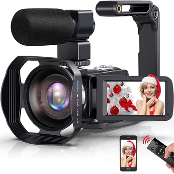 Tiktok-4K 울트라 HD 비디오 카메라 브이로그용 카메라, 유튜브 3.0 인치 48MP 18X 디지털 줌 와이파이 웹캠 캠코더 라이브 스트리밍
