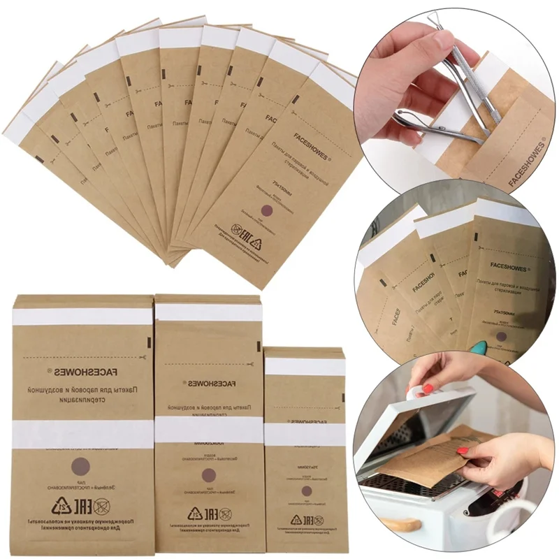 Description Picture 2 of item50/100Pcs Nail Sterilizer Manicure Bag Kraft Bags Dry Heat Disposable Sterilization Disinfection Machine Accessory Nailart Tools