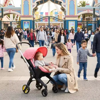 Passeggino Multifunzione 4-in-1 per Neonati 2026, Leggero e Pieghevole, con Seggiolino Auto Reversibile e Vista Alta, Marsupio Porta Bebè