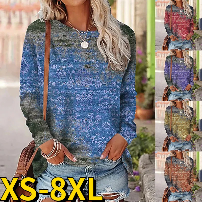 

2022 свободные топы с круглым вырезом, осенне-зимняя повседневная одежда, уличный винтажный пуловер с длинными рукавами, новый дизайн, футболка с принтом