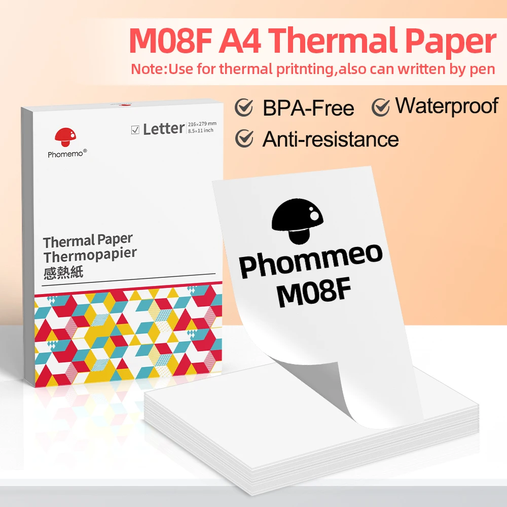 Phoemo a4 Papel Térmico Multiuso Papel de Impressão Compatível para Phoemo M08f e Irmão Pj762 Pj763mfi