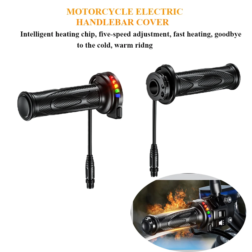 DC12V22mmMotorcycleHandHeatedGripsAdjustable5GearIntelligent