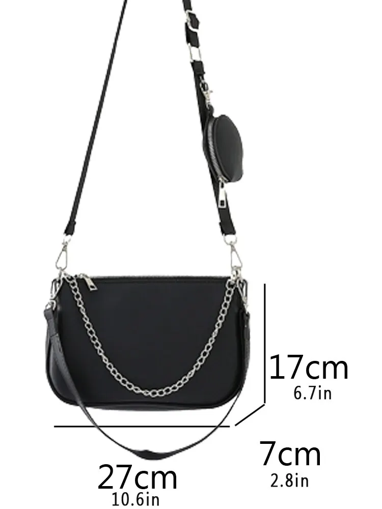 Large Capacity Crossbody Bag Trendy Chain Decor Shoulder Bag