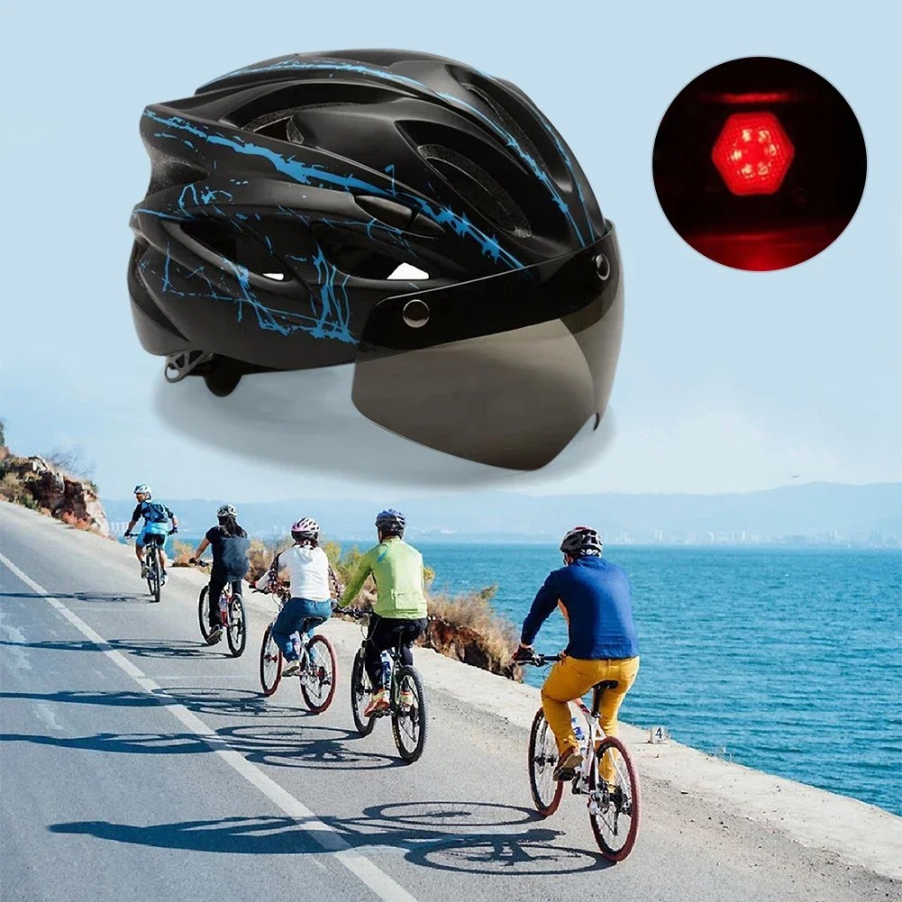 Cycling Helmet Anti-collision Head Protection Safety Hat with Taillight Portable Lightweight Ultralight Adjustable for Men Women