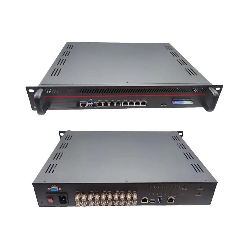 IPTV 스트리밍 서버 튜너, IP 라이브 + 주문형 RF-IPTV DVB-S2 DVB-T2 DVB-C, ISDBT 리시버 복조기, TV 시스템 올인