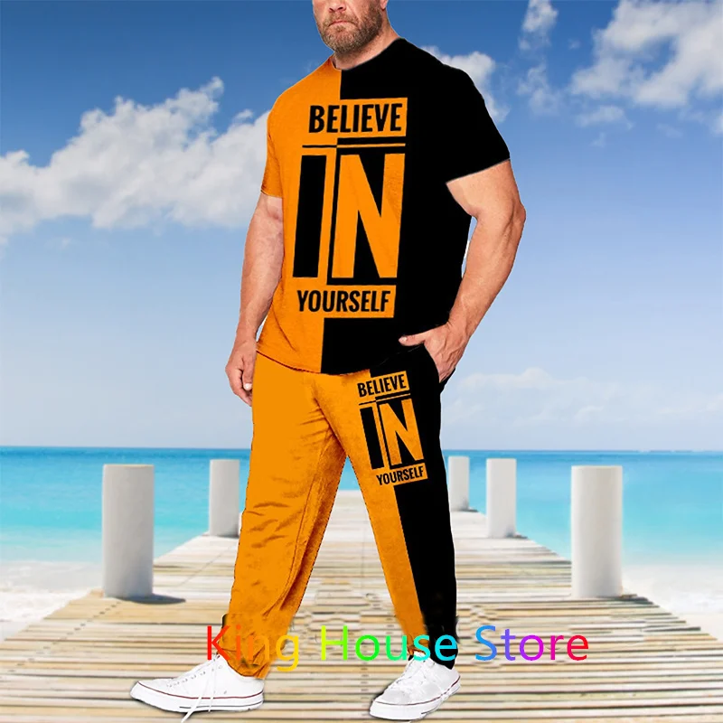 Summer Men's Tracksuit 2 Piece Sets Oversized T Shirts Trousers Joogers Jogging Set Fashion Sportswear 3D Printed Male Clothing men clothing 2 piece outfit suit summer sets outfitstracksuit set men oversized tshirt jogging set men tracksuit 2 piece set