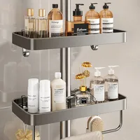 Bathroom Shower Head Holder Wall Mounted No Drilling Required Shampoo Organizer Rack Integrated Design Storage Shelf 1