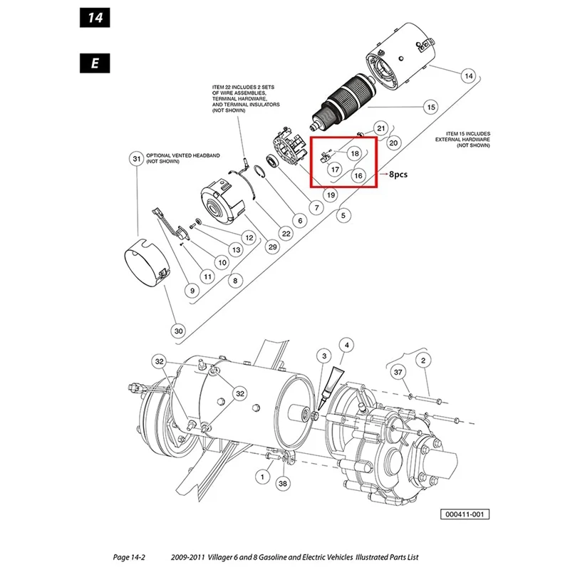 골프 카트 키트 브러시 3.7HP, 브러시 모터 102938601, 클럽카 L6 L8 에 적합