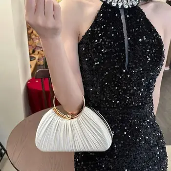 Elegante Borsa da Sera Raffinata, Pochette Portatile da Donna, Borsa a Tracolla Monocolore Dolce ed Elegante per Feste