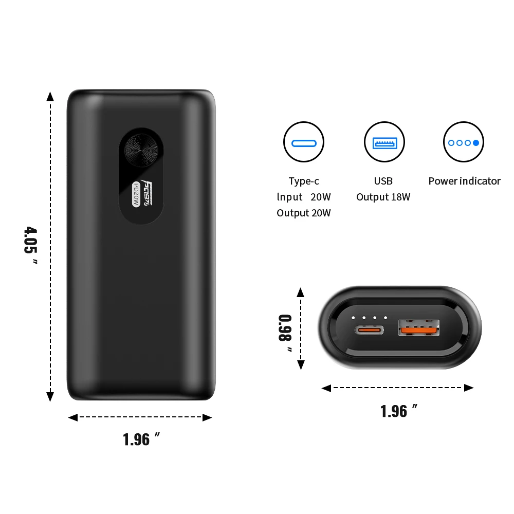 Power Bank Spare Battery 10000mAh PD 20W Fast Charge Portable Mini  Powerbanks for iPhone Samsung Xiaomi Huawei External Battery