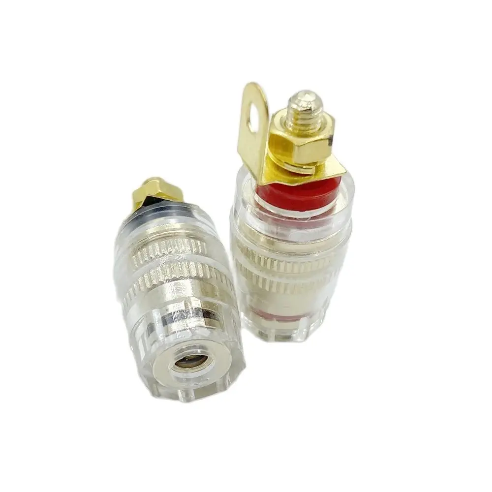 2 Pz/Lotto Placcato Oro 4Mm Presa A Banana Terminale Altoparlante Audio Connettore Post Di Rilegatura Spina Presa Amplificatore Trasparente In Cristal