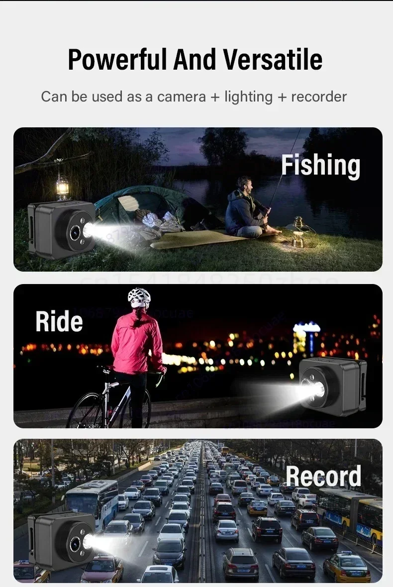 2MP First Perspective Action Camera Portable 2-in-1 Headlht Mini Camcorders Smart Hand Induction Video Recorder Built-in Battery 6