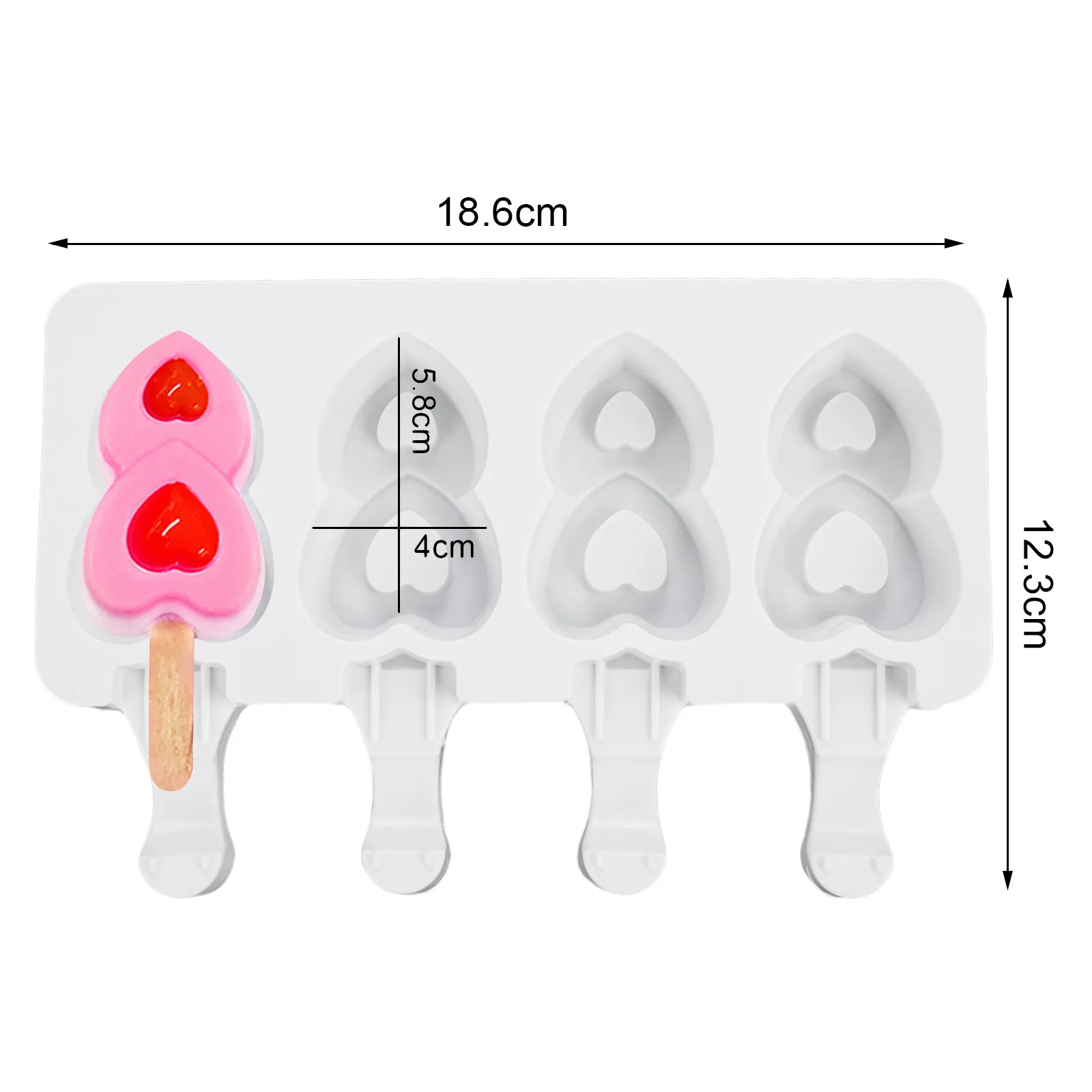 Silikonski kalup za sladoled s 4 ćelije Ljetni kalup za sladoled Ice Pop Aparat za zamrzavanje voćnih sokova Posuda za led Kalup za sladoled Alati za pečenje kolača
