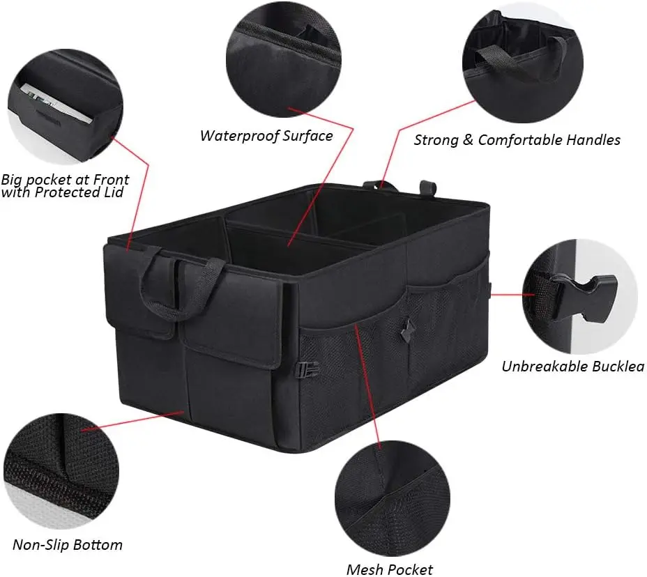 Trunk Organizer for All Cars, Foldable and Adjustable Shoulder Straps, Spacious Rear Storage Compartment,Ideal for Organizing