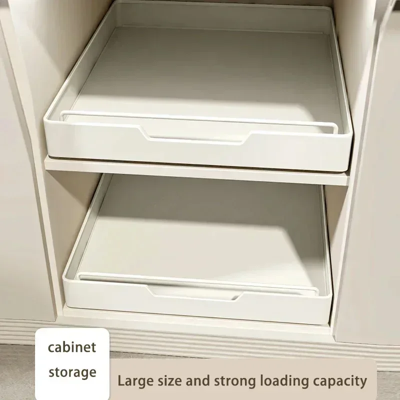 Kitchen Storage Rack with Slide Rails Pull-out Drawer Type Storage Tray Spice Box Rack Cabinets Organizer
