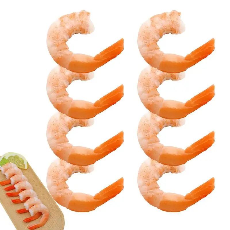 

Toy Food Set 8Pcs Artificial Peeled Shrimp Toy Realistic Seafood Model Toy For Home Kitchen Market Display Party Photo Props