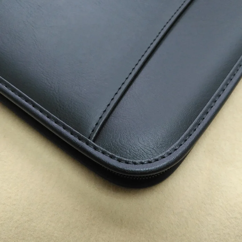 A4 leather document zipper bag black organizer bags men's manager bag briefcase for documents padfolio file zipped folder 1179B