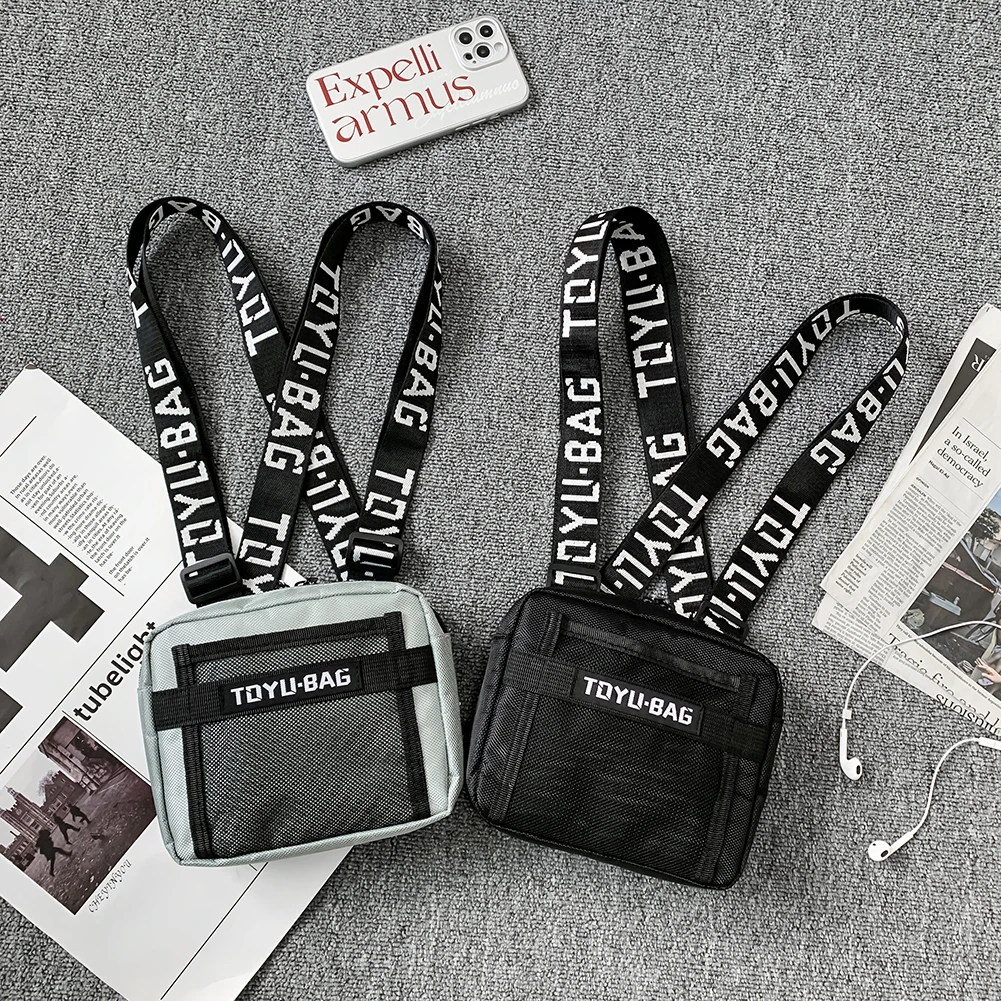 Sports Chest Bag Lightweight Front Chest Pack Running Vest Bags Adjustable Women Men Outdoor Hip Hop Streetwear Waistcoat Bag